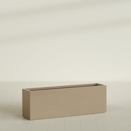Tolga Rectangular Planter in Gloss Metallic Gold, 72"L × 16"D × 24"H, shown empty