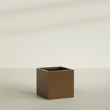 Montroy Cube Planter in Metallic Bronze, 32", shown empty