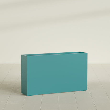 Perth Rectangular Planter in Satin Seafoam Green, 72"L × 16"D × 42"H, shown empty