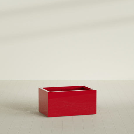 Torino Wide Rectangular Planter in Gloss Red, 36"L × 24"D × 18"H, shown empty