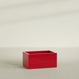 Torino Wide Rectangular Planter in Gloss Red, 36"L × 24"D × 18"H, shown empty