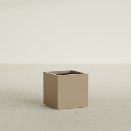 Montroy Cube Planter in Gloss Metallic Gold, 20", shown empty