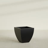 Lima Tapered Square Planter in Matte Black, 24", shown empty