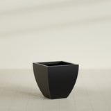 Lima Tapered Square Planter in Matte Black, 24", shown empty