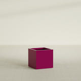 Montroy Cube Planter in Gloss Eggplant, 24", shown empty