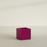 Montroy Cube Planter in Gloss Eggplant, 24", shown empty