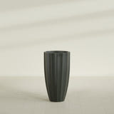 San Jose Tall Fluted Planter in Matte Charcoal, 22"D × 40"H, shown empty