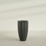San Jose Tall Fluted Planter in Matte Charcoal, 22"D × 40"H, shown empty