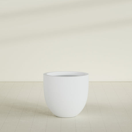 Alzira Bowl Planter in Gloss Bright White, 30"D × 28"H, shown empty