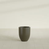 Valencia Tapered Round Planter in Matte Bronze, 15"D × 18"H, shown empty