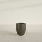 Valencia Tapered Round Planter in Matte Bronze, 15"D × 18"H, shown empty