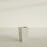 Toulan Tapered Square Planter in Satin Beige, 12"W × 22"H, shown empty