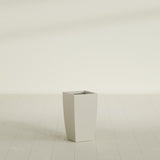 Toulan Tapered Square Planter in Satin Beige, 12"W × 22"H, shown empty