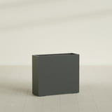 Perth Rectangular Planter in Matte Charcoal, 48"L × 16"D × 42"H, shown empty