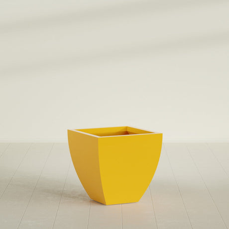 Lima Tapered Square Planter in Gloss Saffron, 24", shown empty