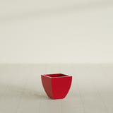 Lima Tapered Square Planter in Gloss Red, 12", shown empty