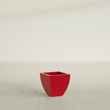 Lima Tapered Square Planter in Gloss Red, 12", shown empty