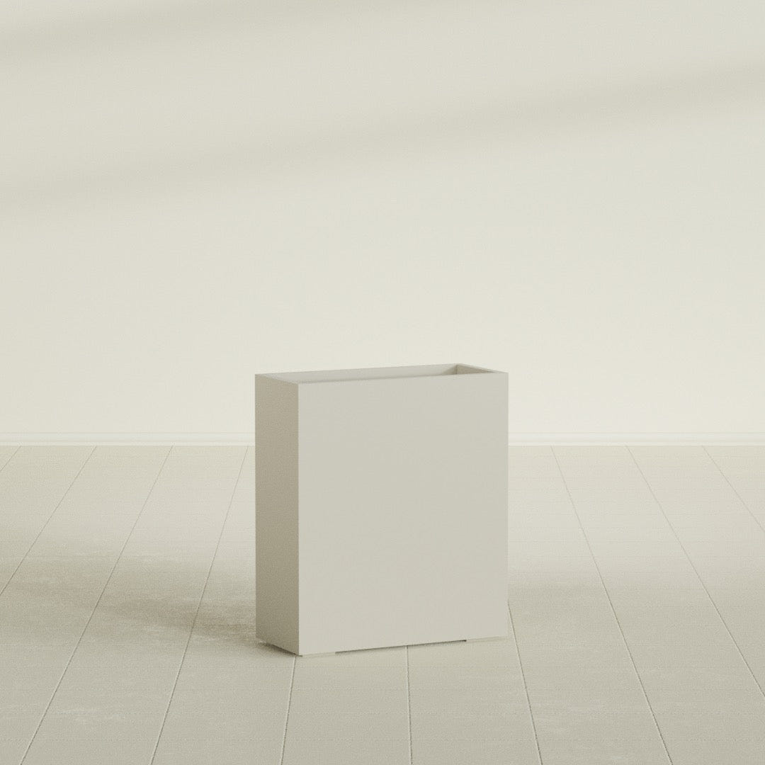 Perth Rectangular Planter in Satin Beige, 36"L × 16"D × 42"H, shown empty