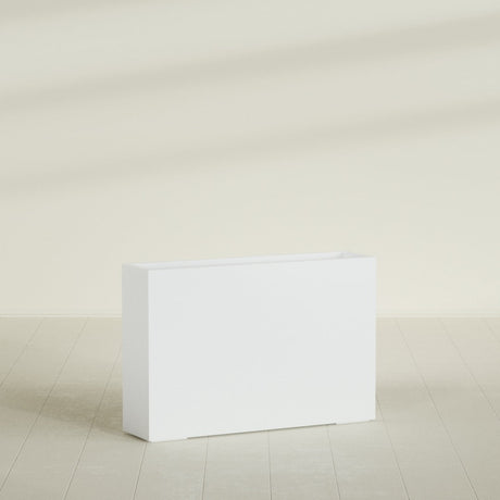 Delray Rectangular Planter in Matte Bright White, 48"L × 12"D × 32"H, shown empty