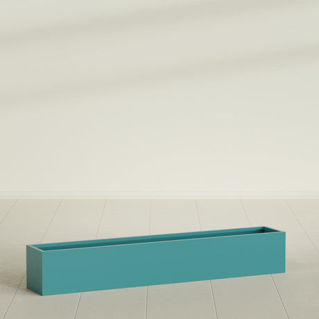 Monaco Rectangle Planter in Satin Seafoam Green, 44"L, shown empty