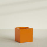 Montroy Cube Planter in Gloss Tangerine, 36", shown empty