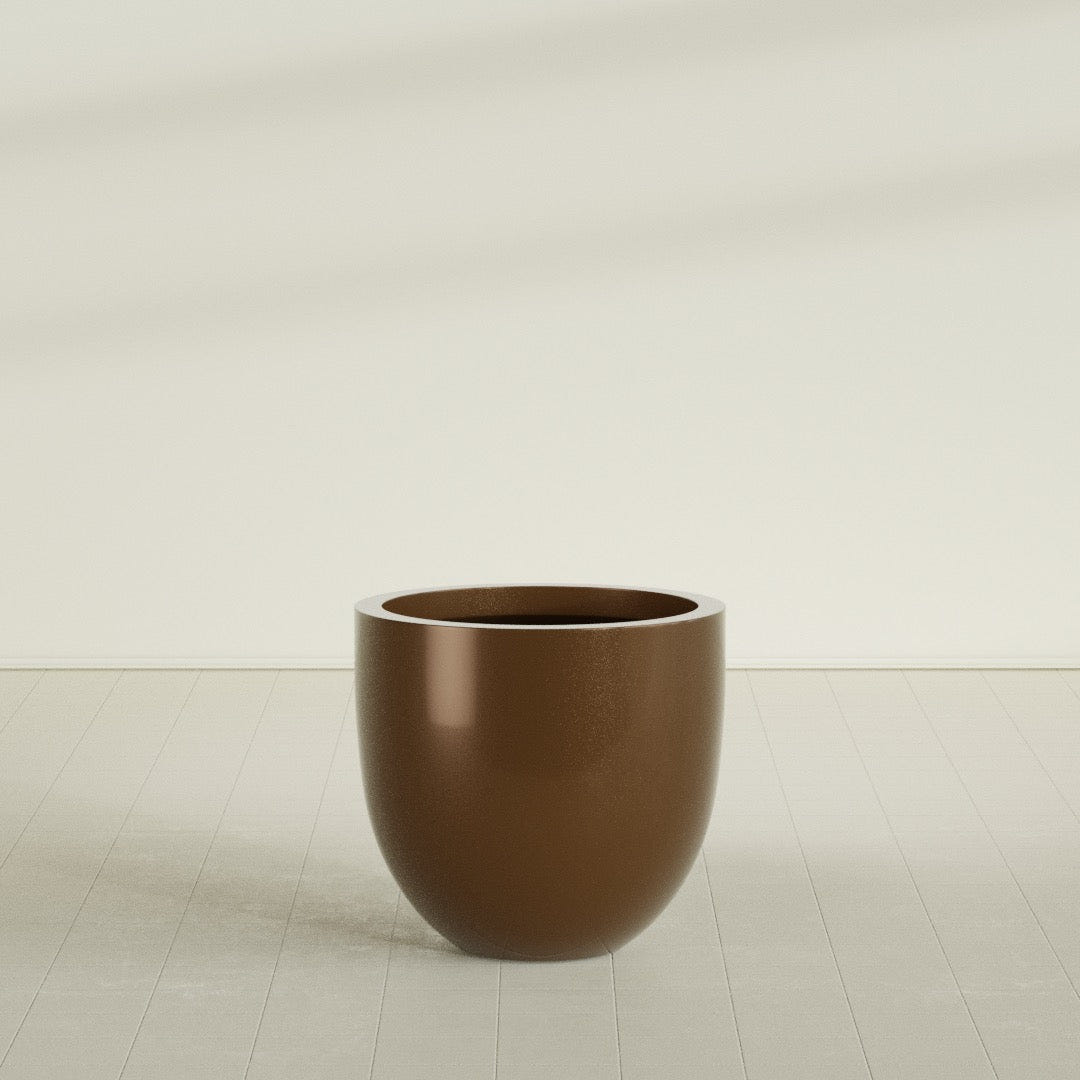 Alzira Bowl Planter in Metallic Bronze, 30"D × 28"H, shown empty