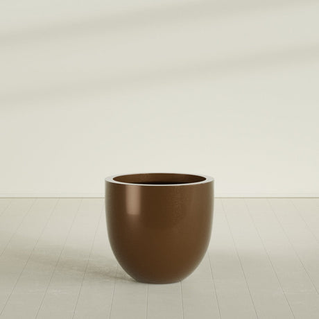 Alzira Bowl Planter in Metallic Bronze, 30"D × 28"H, shown empty