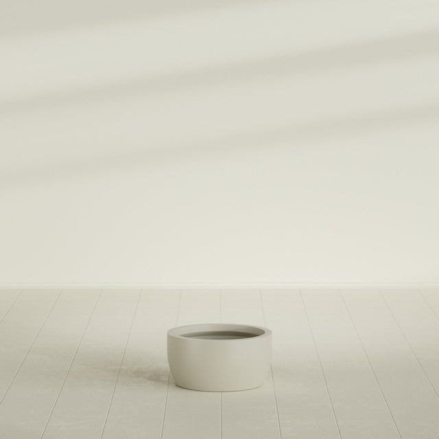 Casablanca Bowl Planter in Satin Beige, 20"D × 10"H, shown empty