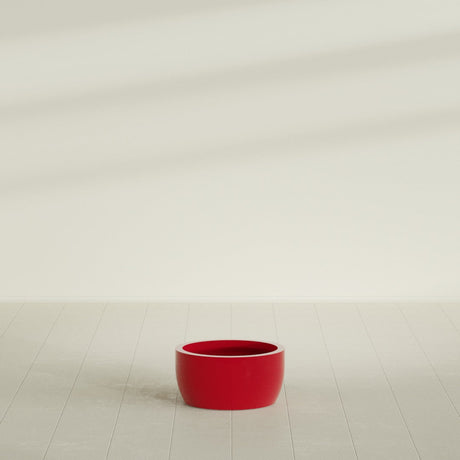 Casablanca Bowl Planter in Gloss Red, 20"D × 10"H, shown empty