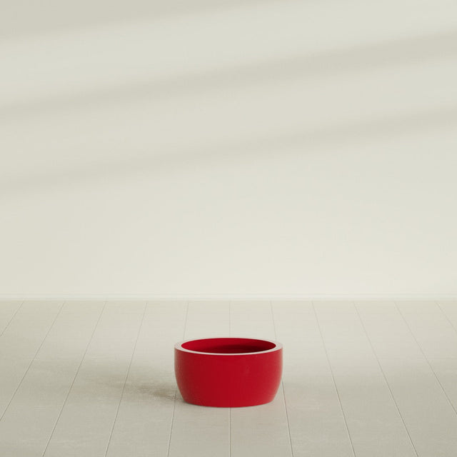 Casablanca Bowl Planter in Gloss Red, 20"D × 10"H, shown empty