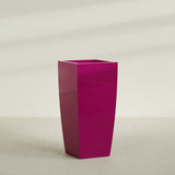 Toulan Tapered Square Planter in Gloss Eggplant, 28"W × 60"H, shown empty