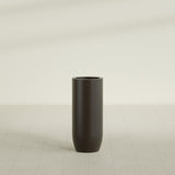 Saint Tropez Bullet Round Planter in Matte Dark Brown, 16"D × 38"H, shown empty