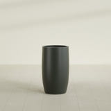 Lisbon tall round tapered fiberglass planter in Matte Charcoal, 18 in diameter, 32 in high, shown empty