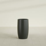 Lisbon tall round tapered fiberglass planter in Matte Charcoal, 18 in diameter, 32 in high, shown empty