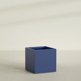 Montroy Cube Planter in Matte Cobalt Blue, 36", shown empty