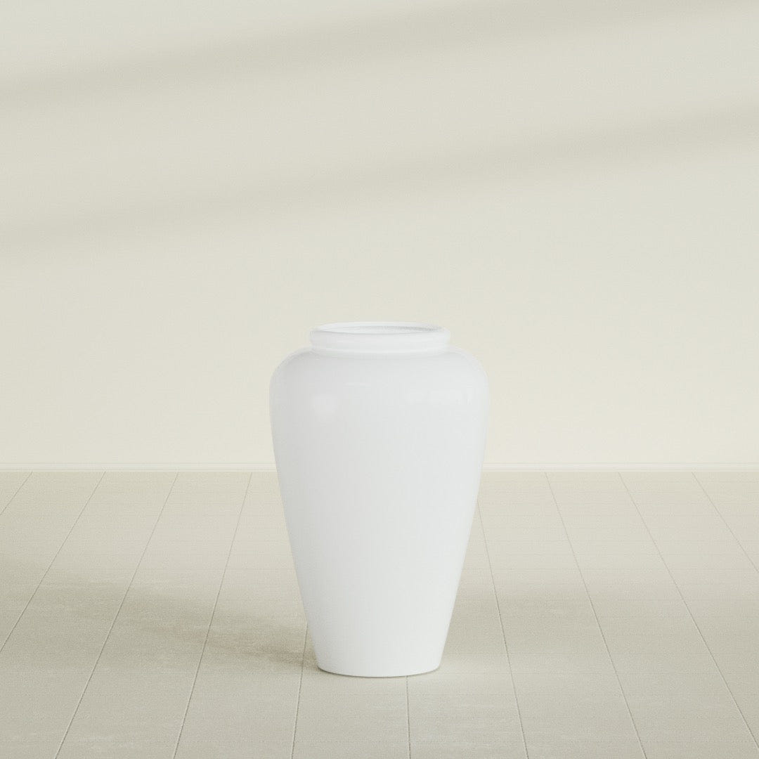 Barà Jar Planter in Matte Bright White, 20"D × 31"H, shown empty