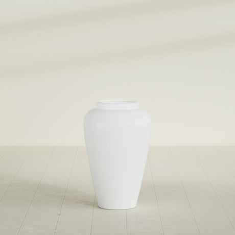 Barà Jar Planter in Matte Bright White, 20"D × 31"H, shown empty
