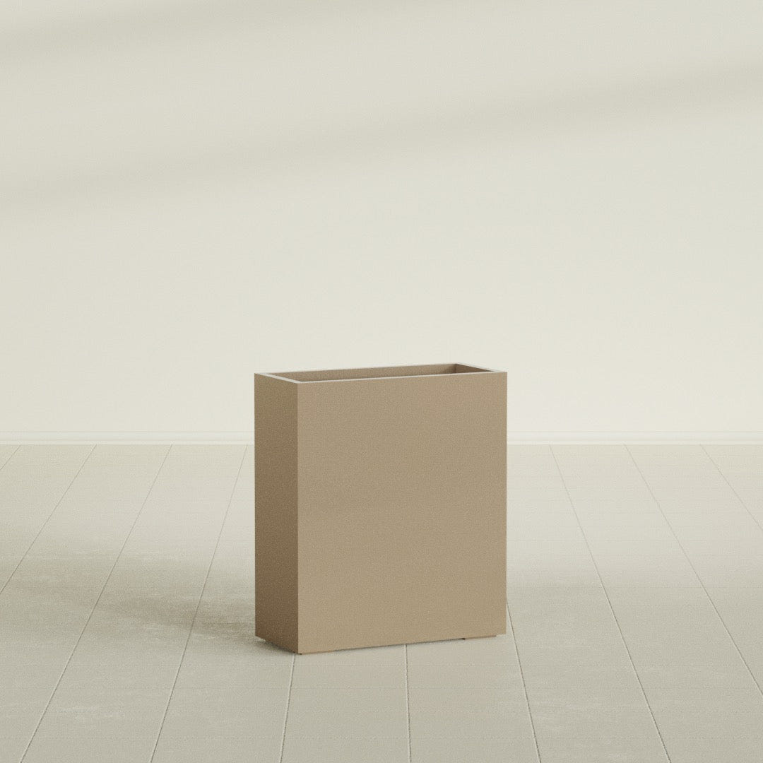 Perth Rectangular Planter in Gloss Metallic Gold, 36"L × 16"D × 42"H, shown empty
