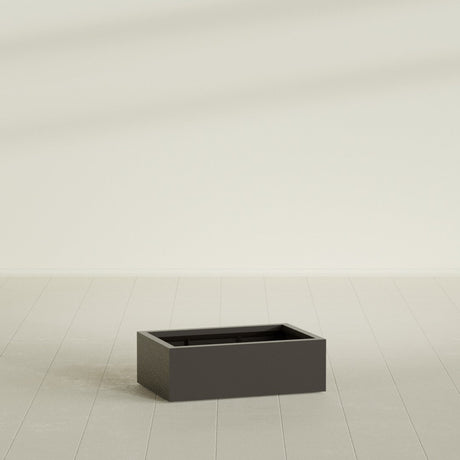 Antwerp Rectangular Planter in Matte Dark Brown, 36"L × 24"D × 12"H, shown empty