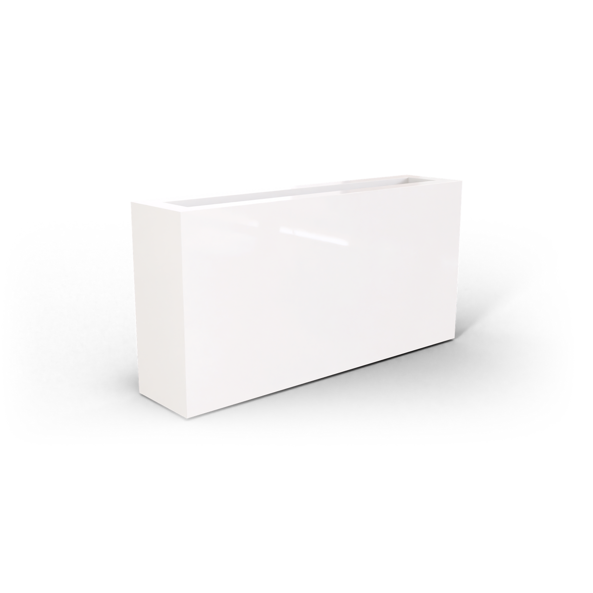 Camoux narrow rectangular fiberglass planter in Gloss Bright White