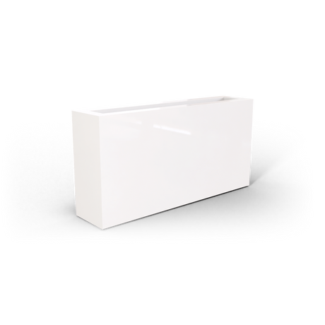 Camoux narrow rectangular fiberglass planter in Gloss Bright White