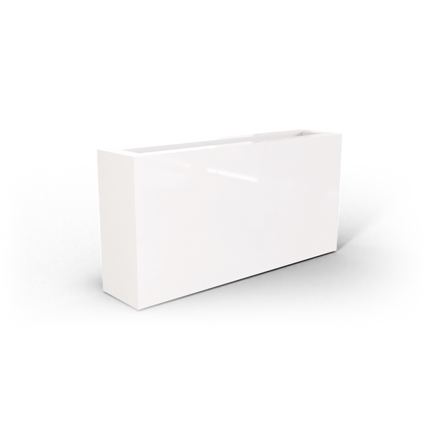 Camoux narrow rectangular fiberglass planter in Gloss Bright White
