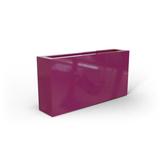 Camoux narrow rectangular fiberglass planter in Gloss Eggplant