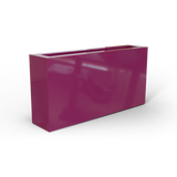 Camoux narrow fiberglass planter in Gloss Eggplant, 36 × 8 × 18 in, studio render