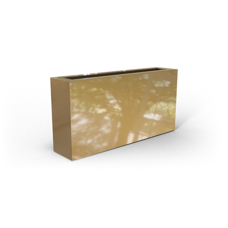 Camoux narrow rectangular fiberglass planter in Gloss Metallic Gold