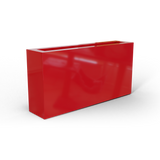Camoux narrow fiberglass planter in Gloss Red, 36 × 8 × 18 in, studio render
