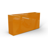 Camoux narrow fiberglass planter in Gloss Tangerine, 36 × 8 × 18 in, studio render