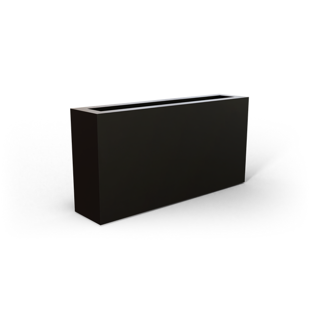 Camoux narrow rectangular fiberglass planter in Matte Black