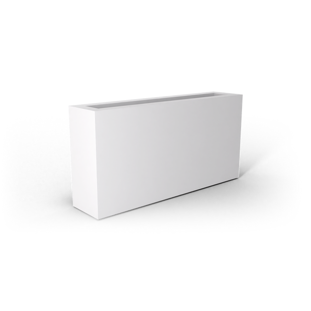 Camoux narrow rectangular fiberglass planter in Matte Bright White