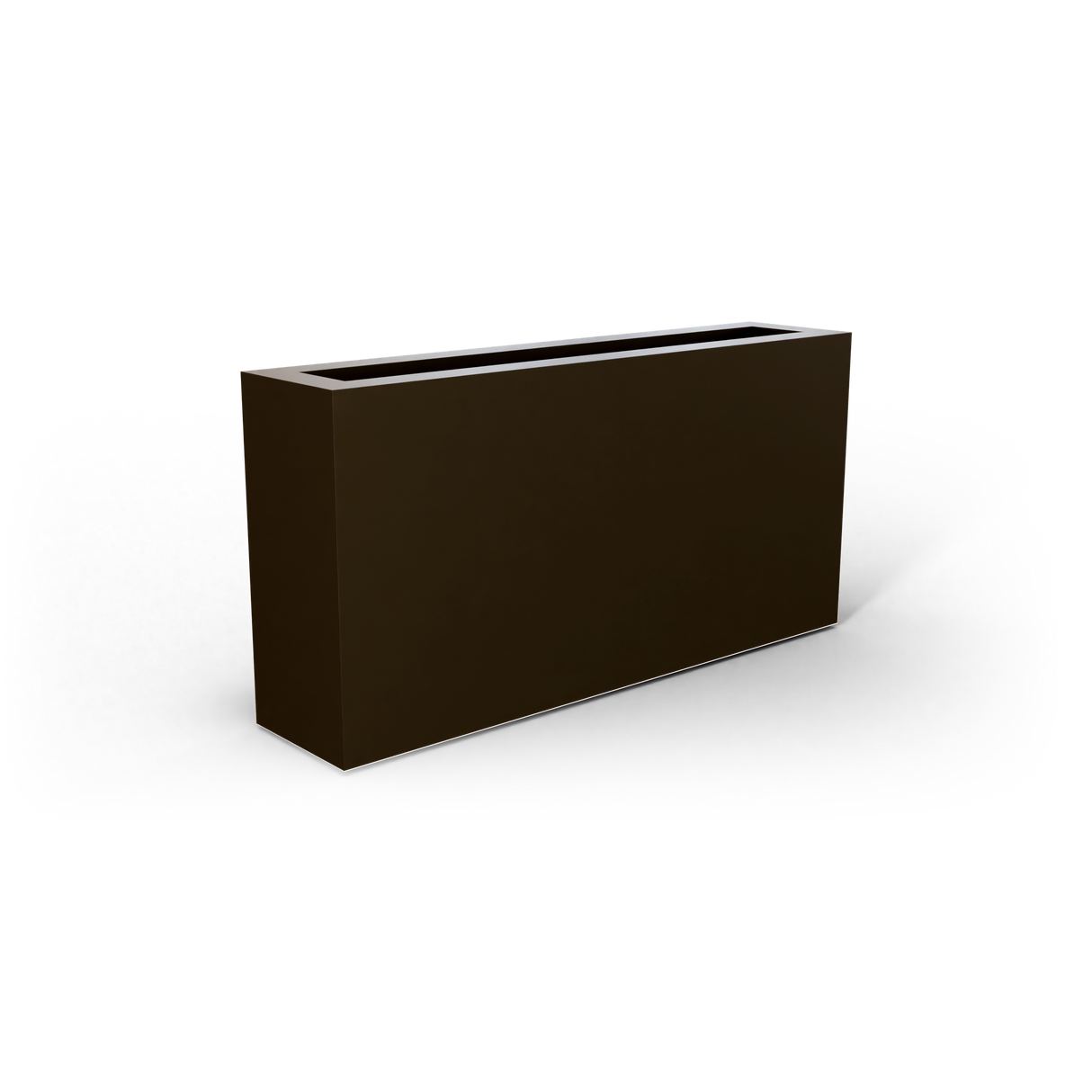 Camoux narrow rectangular fiberglass planter in Matte Bronze